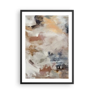 Plagát v čiernom ráme - Abstraktná kompozícia v teplých, zemitých farbách. - 50x70cm - Hmlistá abstrakcia - Moderná nástenná dekorácia do obývacej izby a spálne ARTTOR