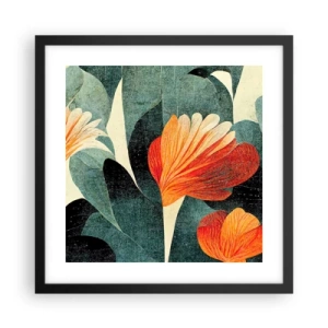 Plagát v čiernom ráme - Tropické horúco a chlad zelene - 40x40 cm