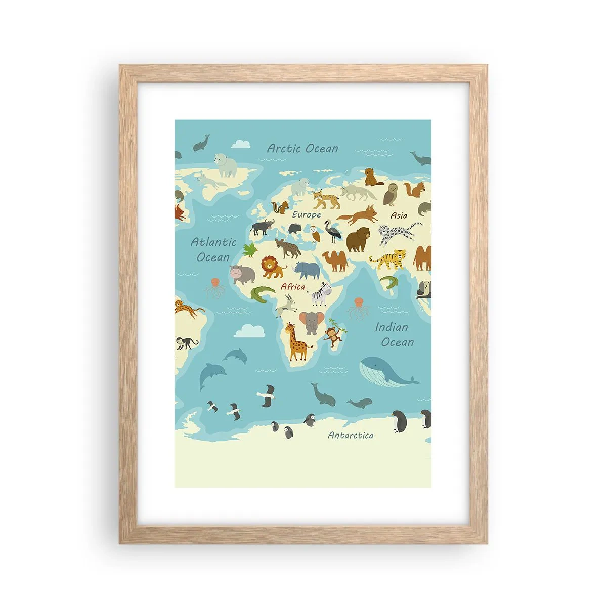 Plagát v ráme zo svetlého duba - Dobrí susedia - 30x40 cm