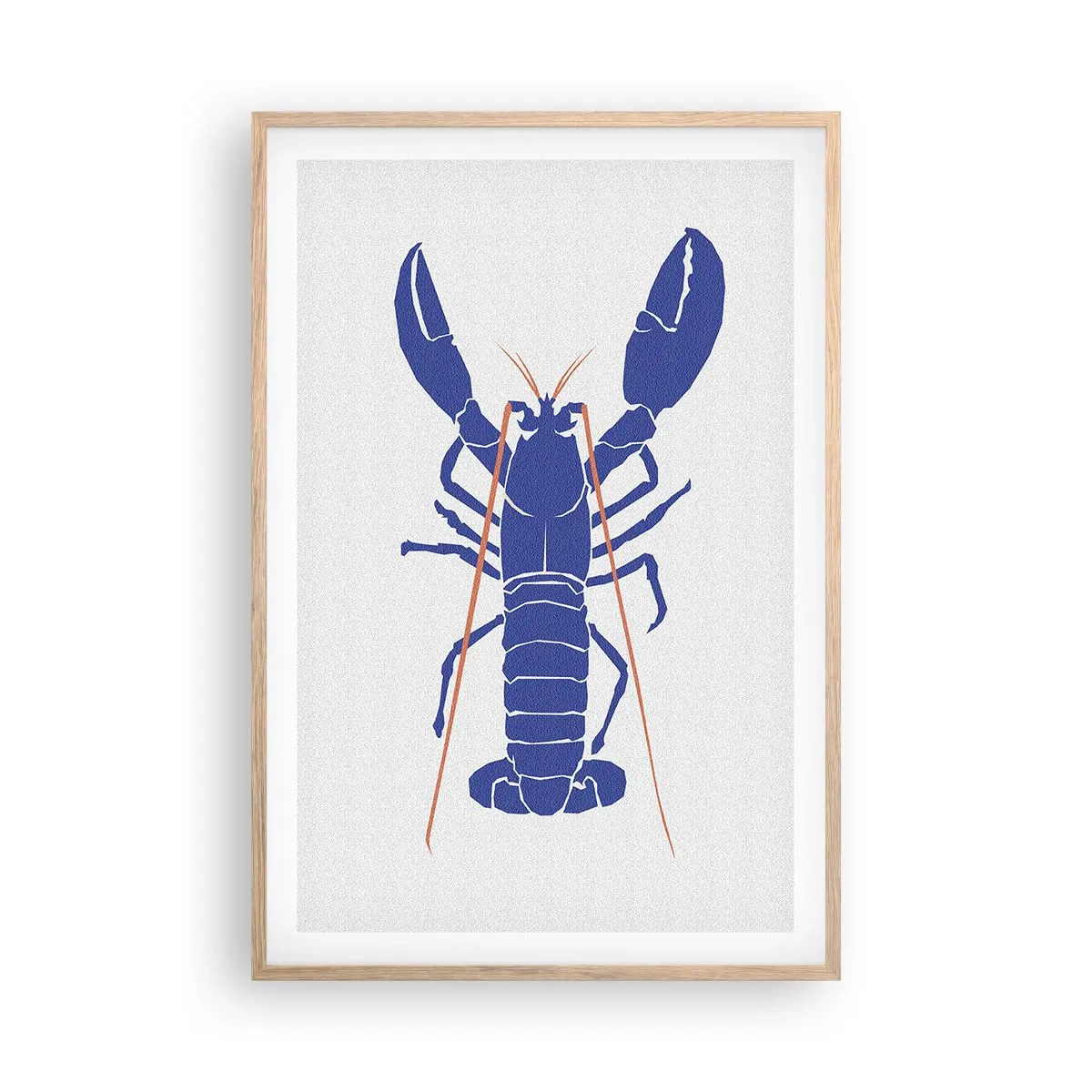 Plagát v ráme zo svetlého duba - Elegantný modrý homár - 61x91 cm