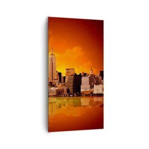 Obraz na plátne - Panoráma veľkomesta v žltej a hnedej - 65x120 cm