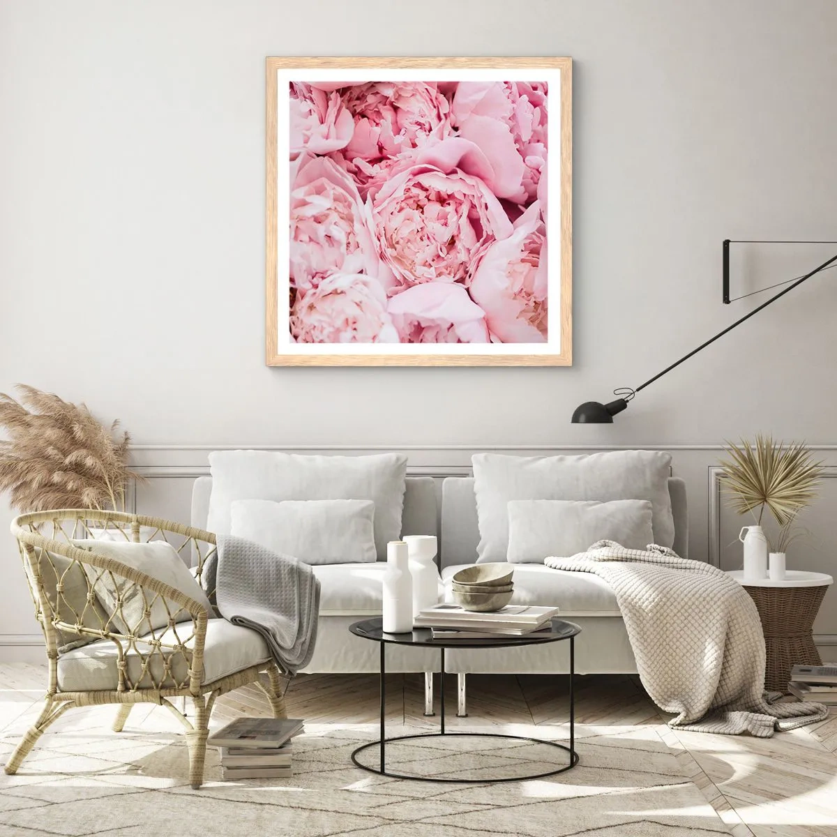 Plagát v ráme zo svetlého duba - Pritúlené a voňavé - 60x60 cm