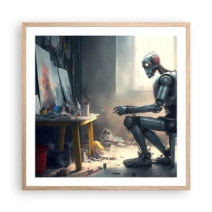 Plagát v ráme zo svetlého duba - Akt stvorenia - 60x60 cm