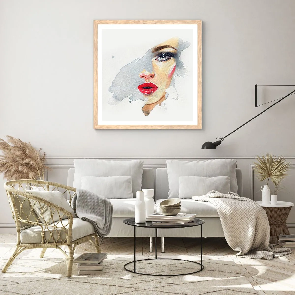 Plagát v ráme zo svetlého duba - Odraz v kvapke vody - 60x60 cm