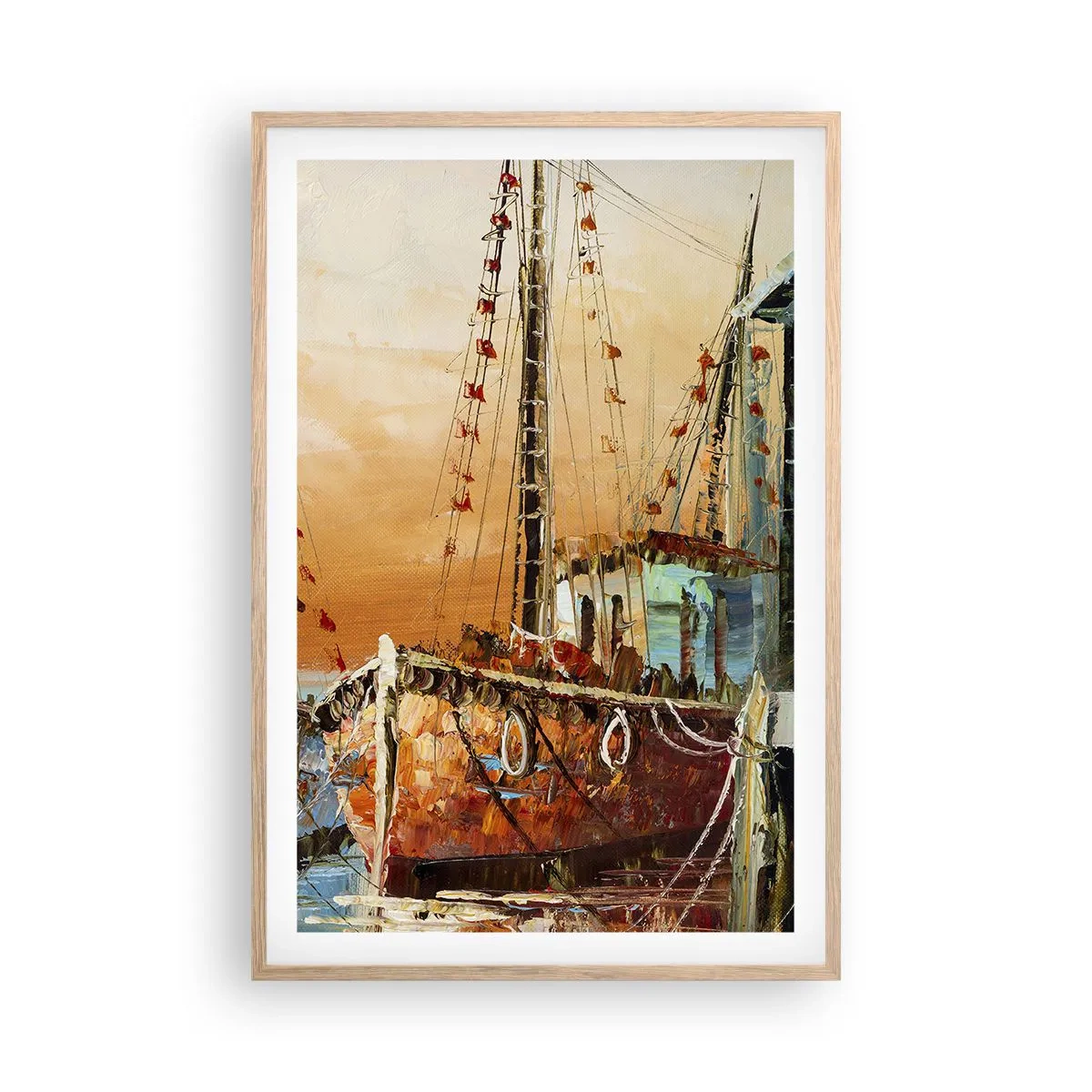 Plagát v ráme zo svetlého duba - Pokojný návrat - 61x91 cm