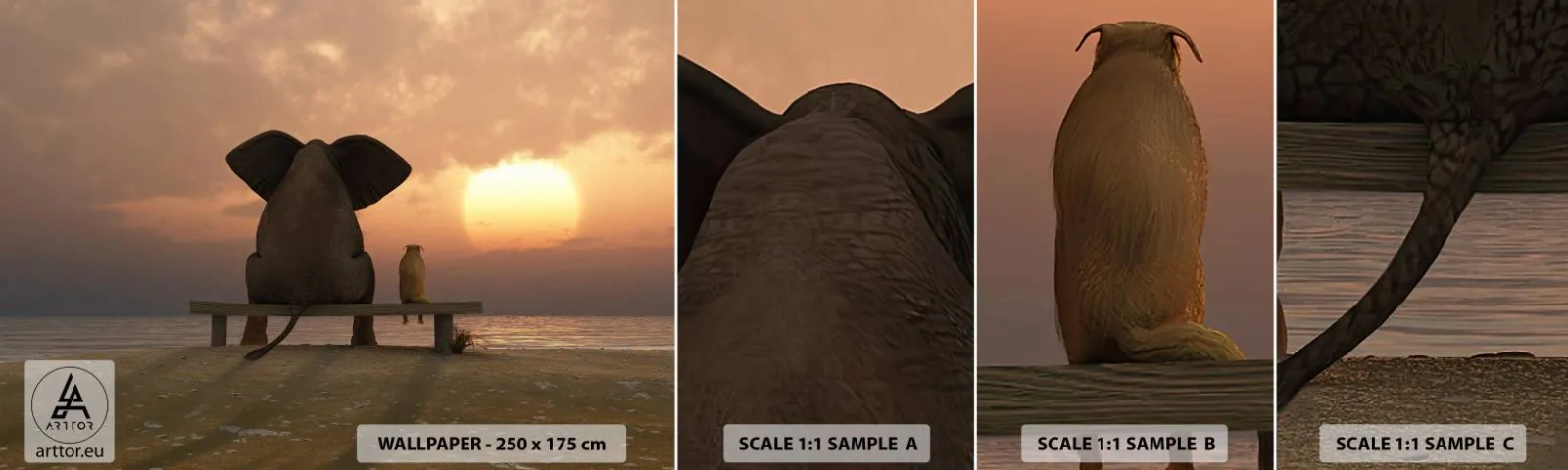 Vzorka Fototapeta Standard Eco - Je skvelé spolu mlčať - Abstrakcia, Zvieratá, Priateľstvo - 100x30 cm