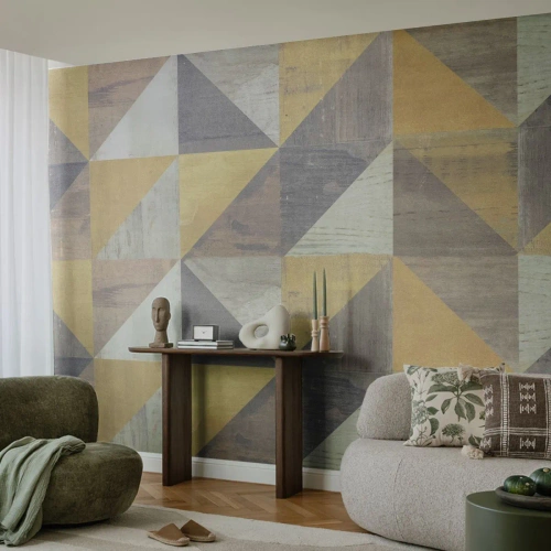 Fototapeta Premium Canvas - V uhle trojuholníka - Abstrakcia, Kus, Trojuholníky - 100x70 cm