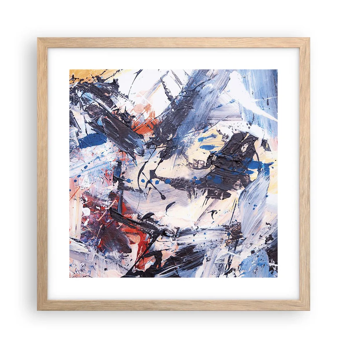 Plagát v ráme zo svetlého duba - Bláznivý tanec abstrakcie - 40x40 cm