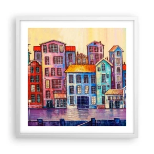 Plagát v bielom ráme - Mesto ako z rozprávky - 50x50 cm