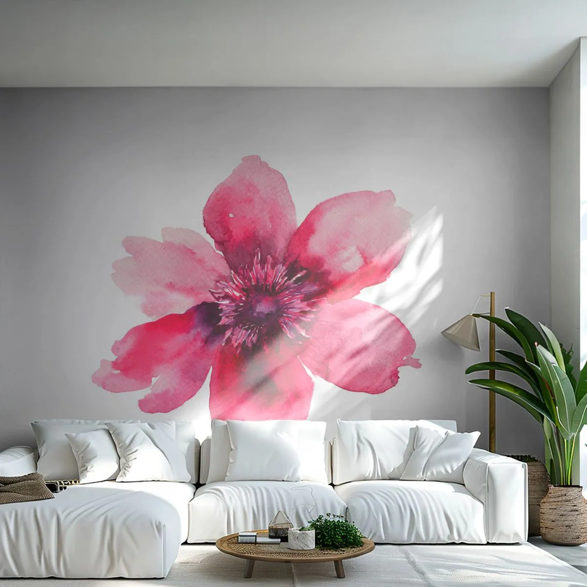 Fototapeta Premium Canvas - Karmínový voňavý bozk - Kvetina, Akvarely, Grafika - 250x175 cm