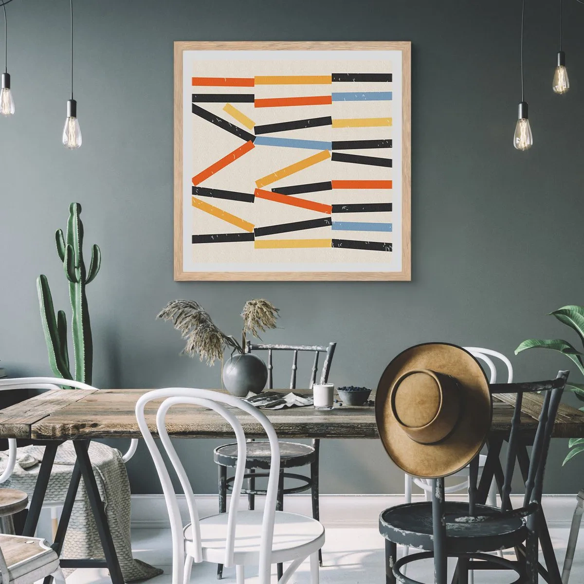 Plagát v ráme zo svetlého duba - Kompozícia na úrovni - 40x40 cm