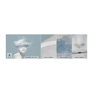 Vzorka fototapety Premium Sand - S hlavou v oblakoch - Svetlý, Portrét, Mraky - 100x30 cm