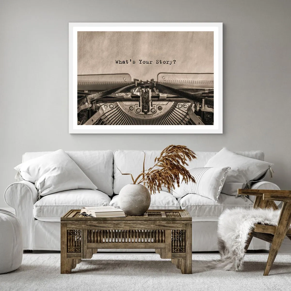 Plagát v bielom ráme - Povedz mi - 60x60 cm