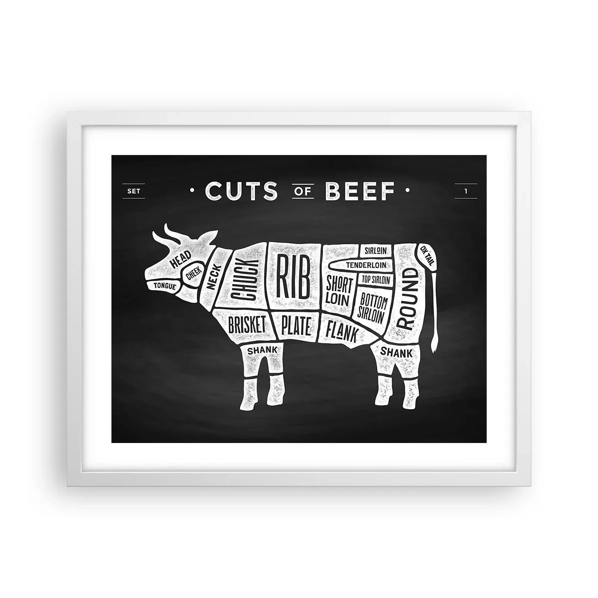 Plagát v bielom ráme - Šlabikár mäsiara - 50x40 cm