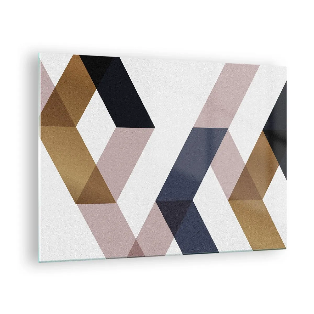 Obraz na skle - Geometrický vzor v zlatých a béžových odtieňoch - 70x50cm - Roviny a uhly - Moderná nástenná dekorácia do obývacej izby a spálne ARTTOR