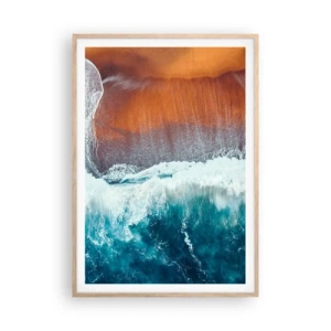 Plagát v ráme zo svetlého duba - Dotyk oceánu - 70x100 cm