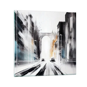Obraz na skle - Štúdia mesta: architektúra a pohyb - 70x70 cm