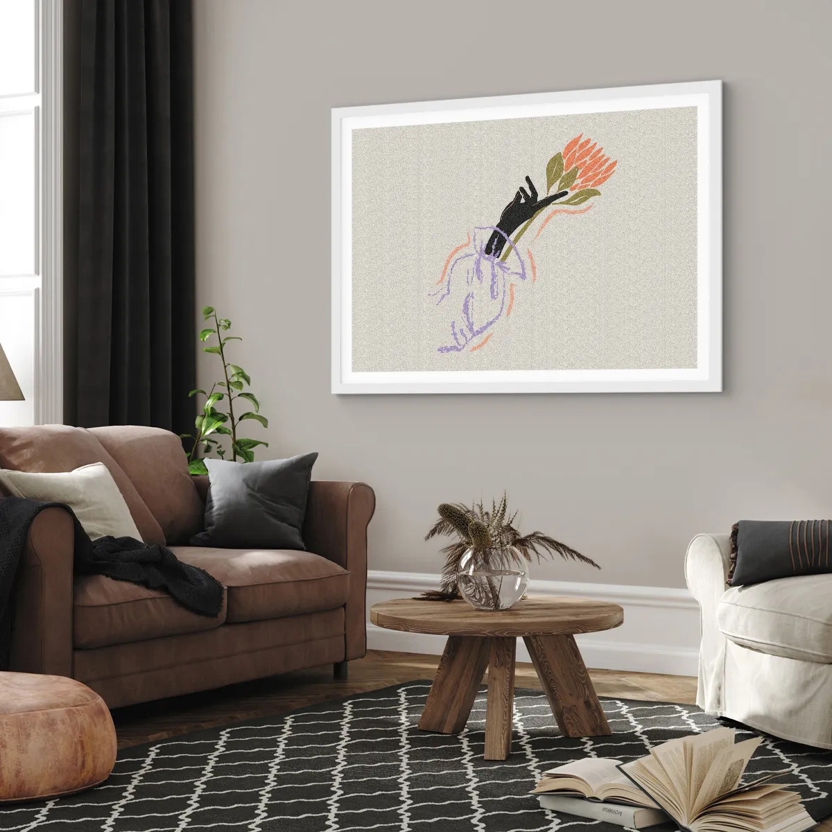 Plagát v bielom ráme - Sesterský dotyk - 100x70 cm