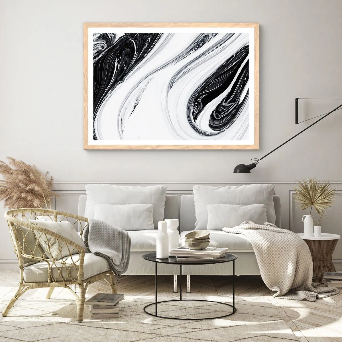 Plagát v ráme zo svetlého duba - Spojenie protikladov - 100x70 cm