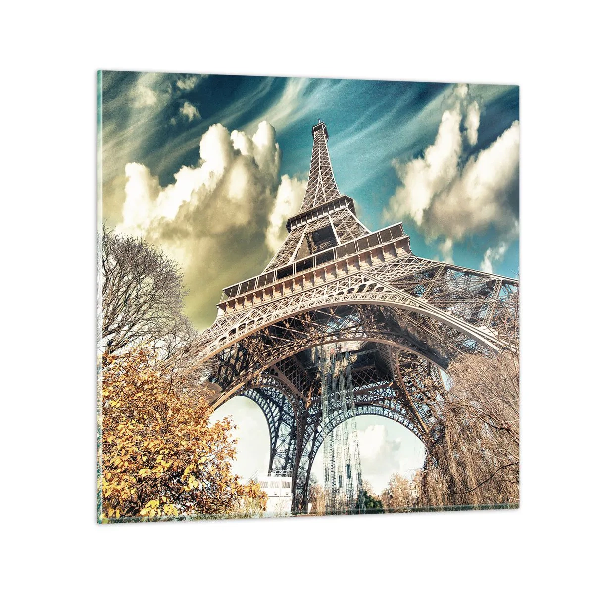 Obraz na skle - A na jeseň v Paríži… - 30x30 cm