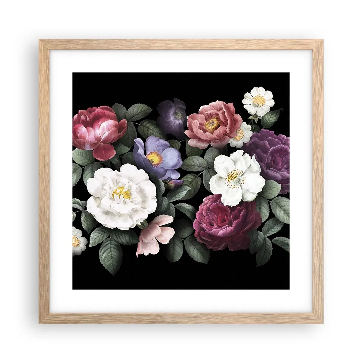 Plagát v ráme zo svetlého duba - Z anglickej záhrady - 40x40 cm