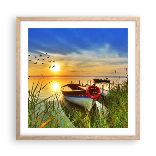 Plagát v ráme zo svetlého duba - Kormorány už odlietajú - 50x50 cm