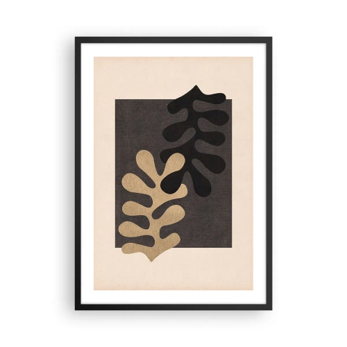 Plagát v čiernom ráme - Minimalistická abstraktná grafika s organickými tvarmi - 50x70cm - Neprítomnosť a doplnenie - Moderná nástenná dekorácia do obývacej izby a spálne ARTTOR