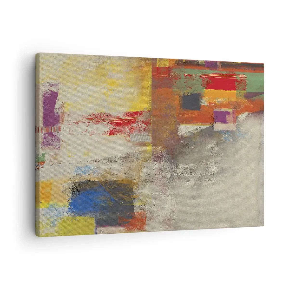 Obraz na plátne - Farebná abstrakcia s geometrickými tvarmi - 70x50cm - Geometria farieb - Moderná nástenná dekorácia do obývacej izby a spálne ARTTOR