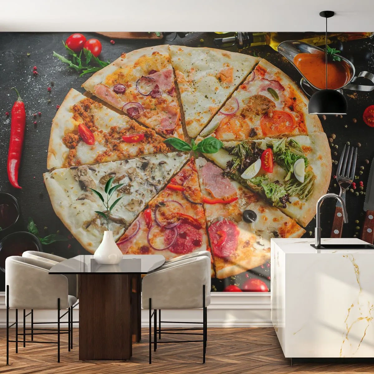 Fototapeta Premium Canvas - Vejár chutí - Gastronómia, Pizza, Taliansko - 150x105 cm