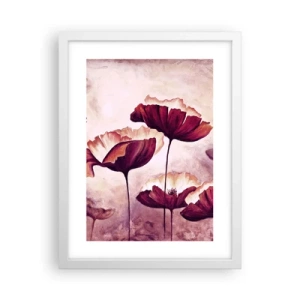 Plagát v bielom ráme - Červený a biely plátok - 30x40 cm