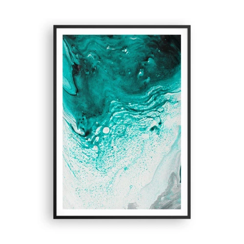 Plagát v čiernom ráme - Prepadnúť sa v bielej a tyrkysovej - 70x100 cm
