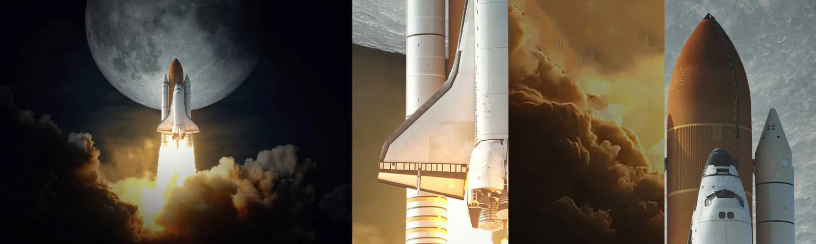 Vzorka Fototapeta Standard Eco - Začiatok nadprirodzeného dobrodružstva - Mesiac, Vesmírna raketa, NASA - 100x30 cm