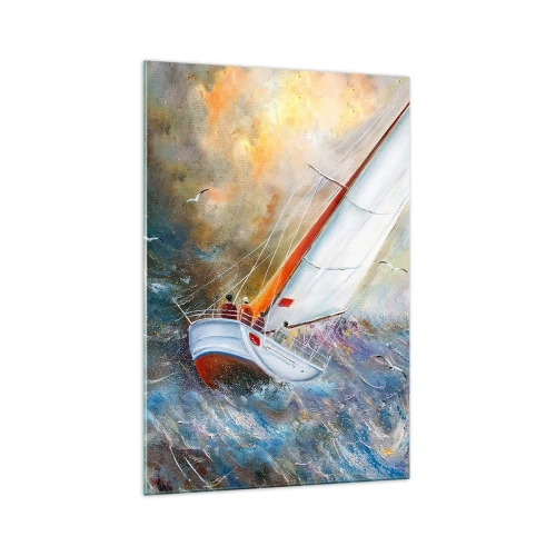 Obraz na skle - Bežiace cez vlny - 70x100 cm