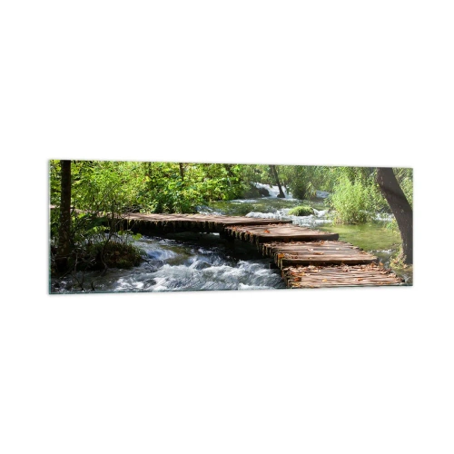 Obraz na skle - Pri spenenom vodopáde - 160x50 cm