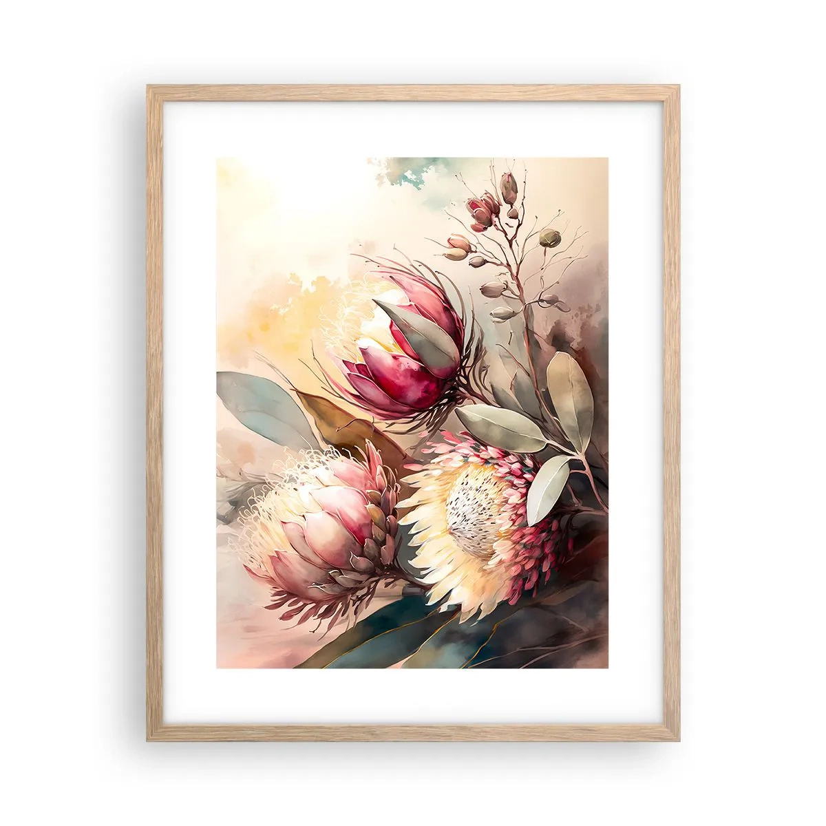 Plagát v ráme zo svetlého duba - Z profilu a en face - 40x50 cm