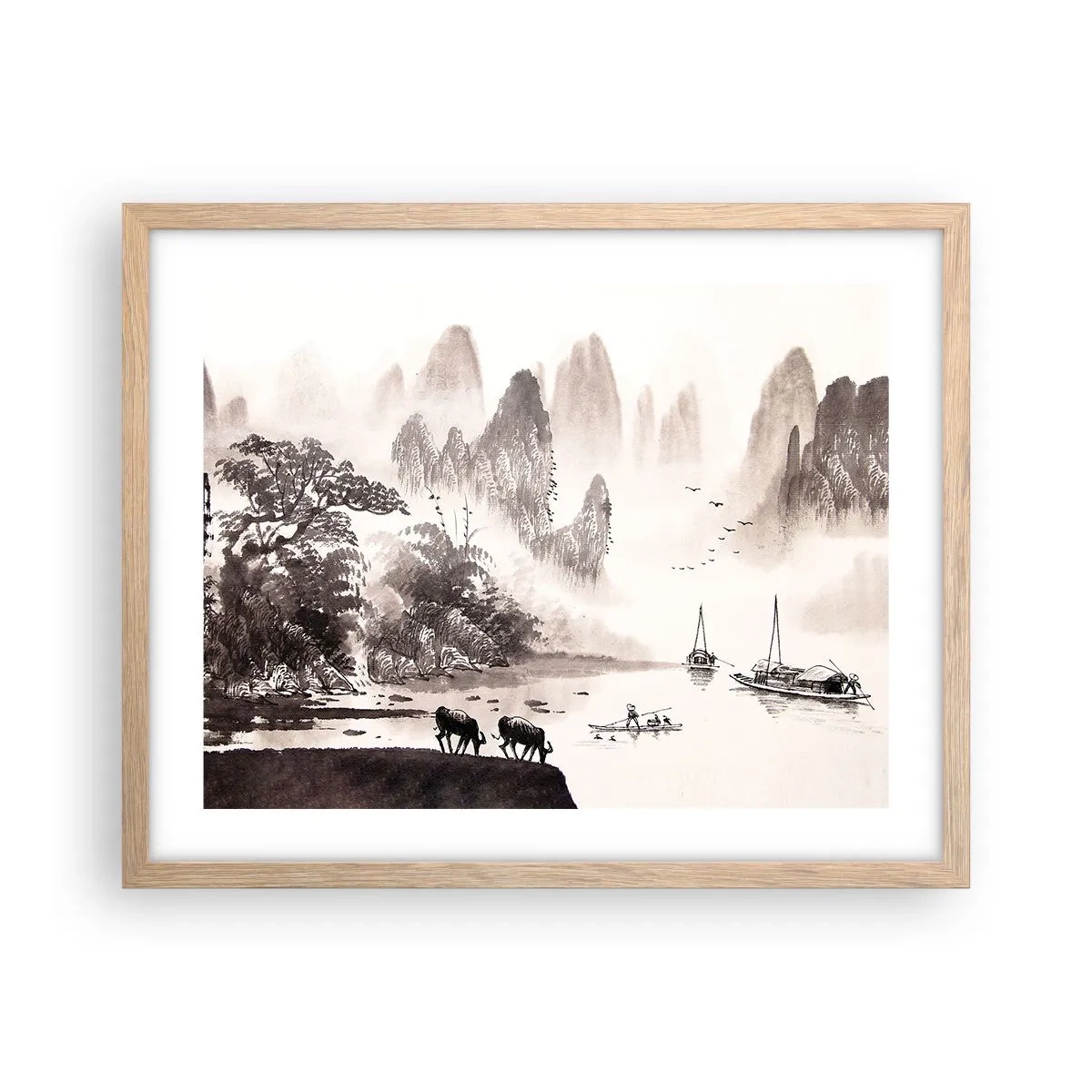 Plagát v ráme zo svetlého duba - Exotická všednosť Východu - 50x40 cm