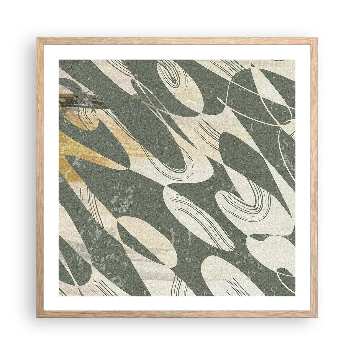Plagát v ráme zo svetlého duba - Rytmizovaná abstrakcia - 60x60 cm