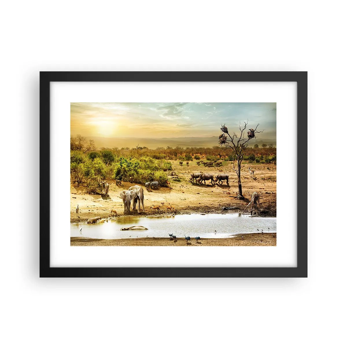 Plagát v čiernom ráme - „Z raja opäť pramenila rieka…“ - 40x30 cm