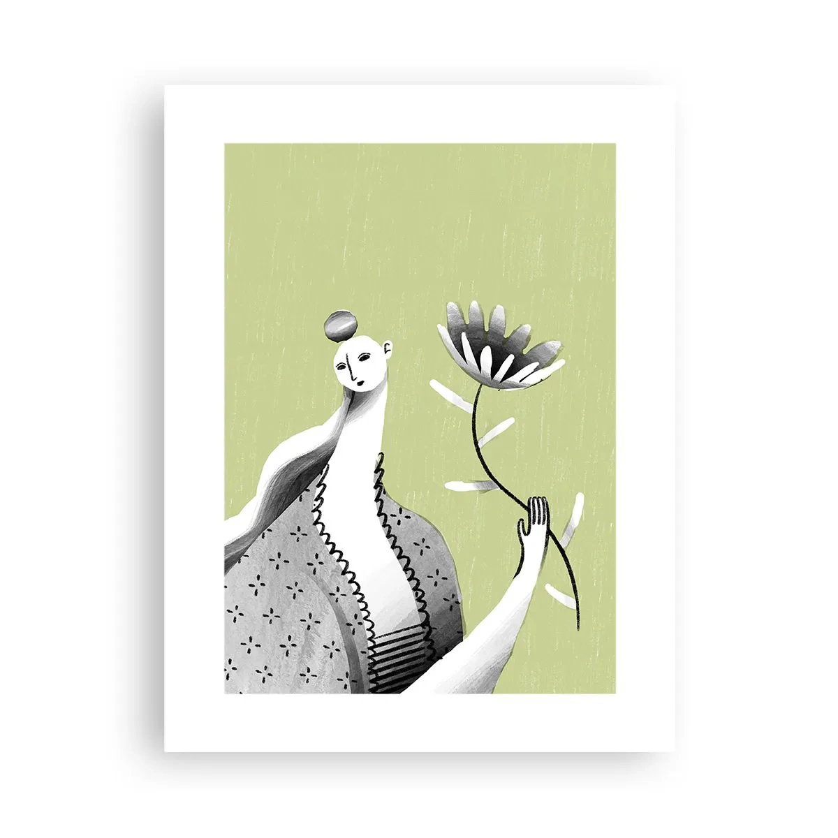Plagát - Modernistický portrét – držiaci kvet - 30x40 cm