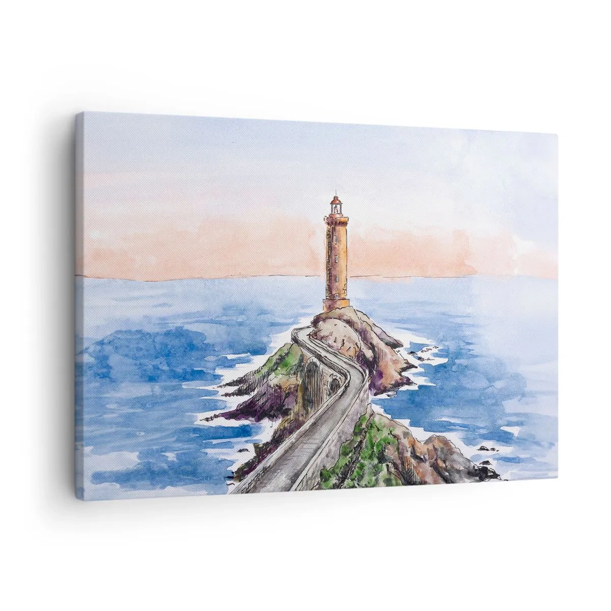 Obraz na plátne - Maják na skalnatom pobreží - 70x50cm - Tvárou v tvár moru - Moderná nástenná dekorácia do obývacej izby a spálne ARTTOR