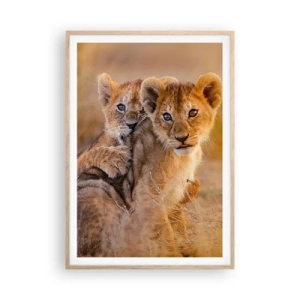 Plagát v ráme zo svetlého duba - Nevyrušovať! Hrajme sa - 70x100 cm