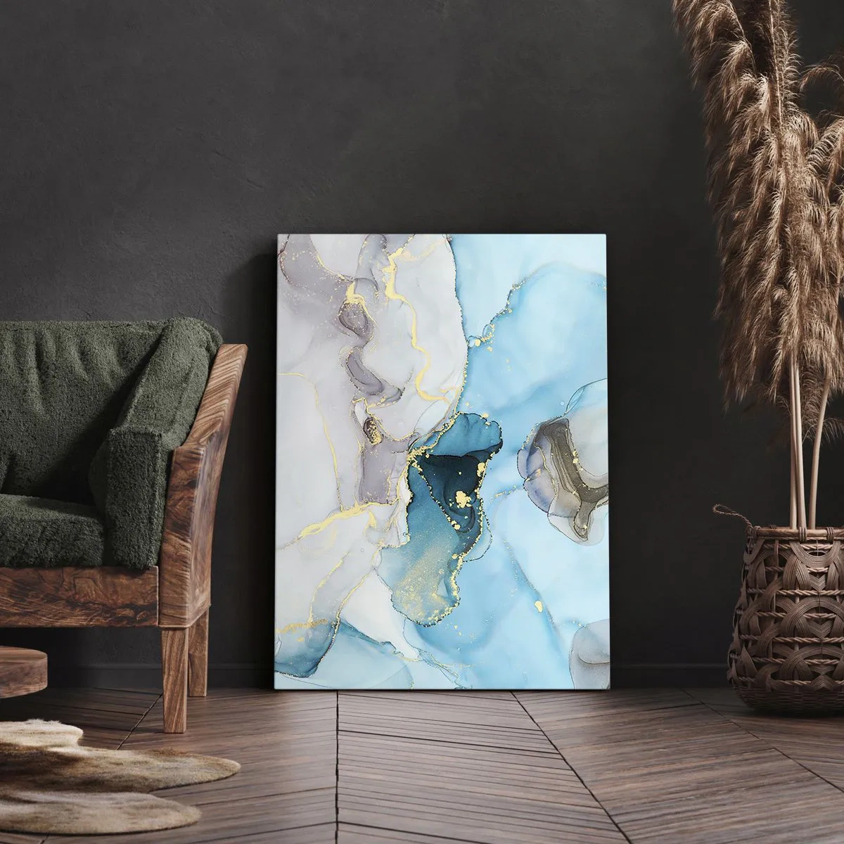 Obraz na plátne - Štúdia o stretnutí šedej a tyrkysovej - 50x70 cm