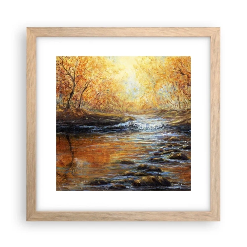 Plagát v ráme zo svetlého duba - Zlatý potok - 30x30 cm