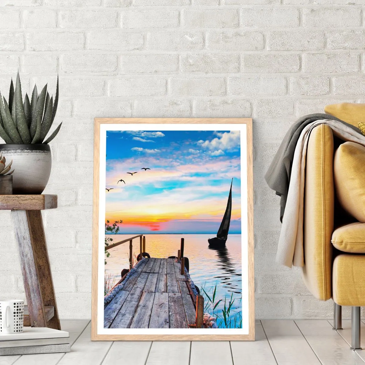 Plagát v ráme zo svetlého duba - Dobrý večer - 70x100 cm