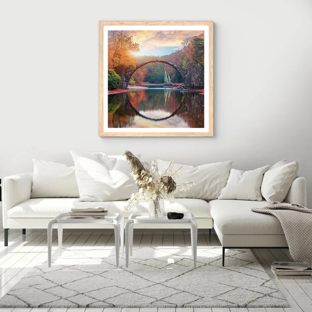 Plagát v ráme zo svetlého duba - Za zrkadlom - 50x50 cm