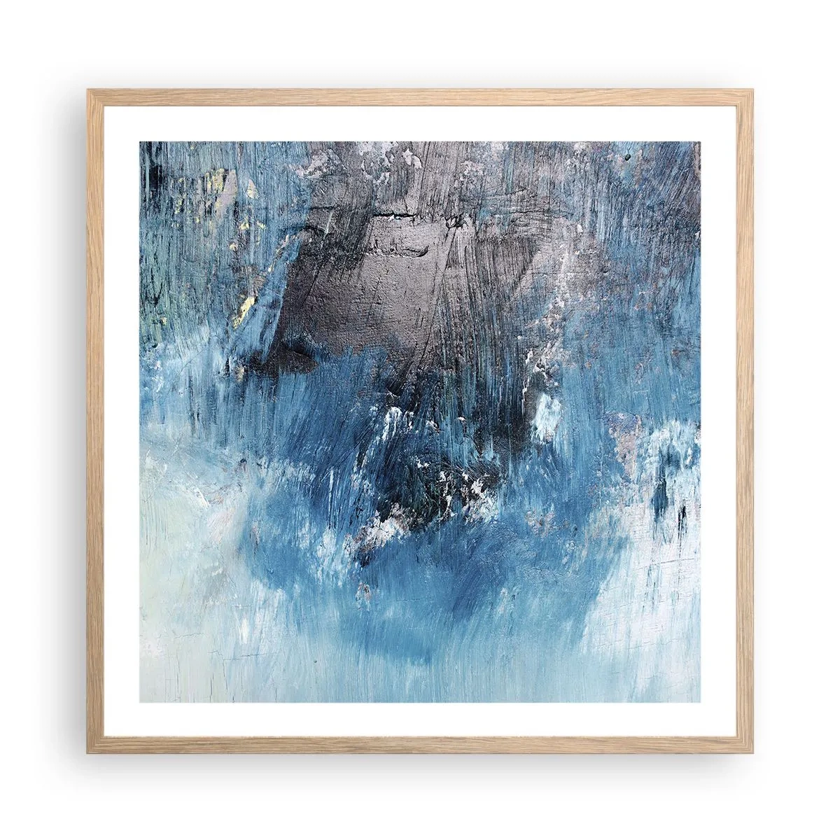 Plagát v ráme zo svetlého duba - Rapsódia v modrom - 60x60 cm