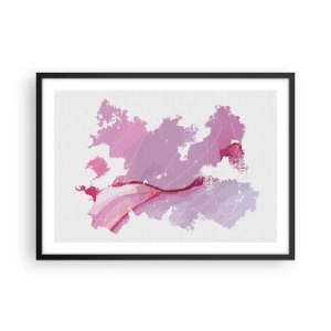 Plagát v čiernom ráme - Mapa ružového sveta - 70x50 cm