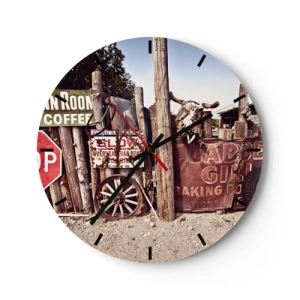Nástenné hodiny - Rustikálne dekorácie s drevenými kolieskami a býčou lebkou - 30x30cm - A čas sa zastavil - Moderná nástenná dekorácia do obývacej izby, kuchyne a spálne ARTTOR