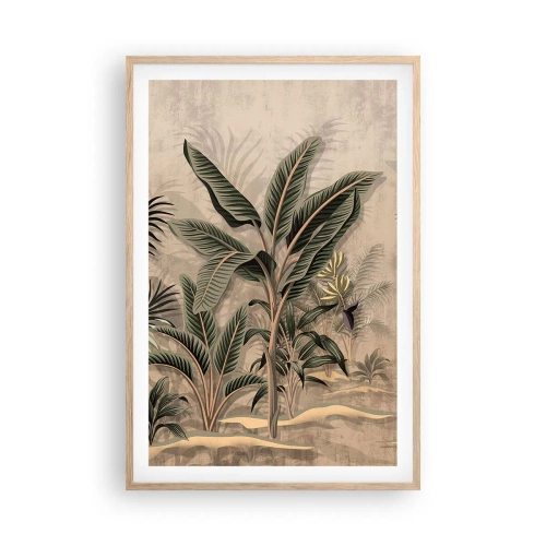 Plagát v ráme zo svetlého duba - Rytina v koloniálnom štýle - 61x91 cm