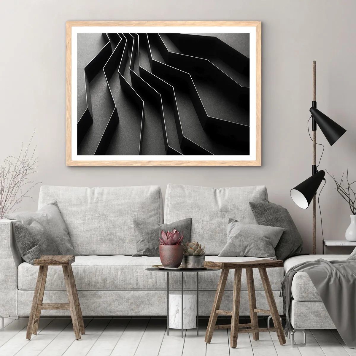 Plagát v ráme zo svetlého duba - Priestorový poriadok - 100x70 cm